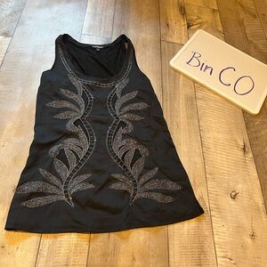 Express Black Top with Silver Accents